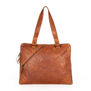 Leren Laptop Schoudertas – Stella – Brandy Cognac