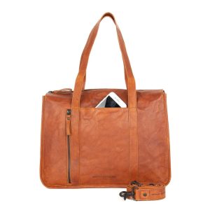 Leren Laptop / Schoudertas – Catrenia – Brandy Cognac