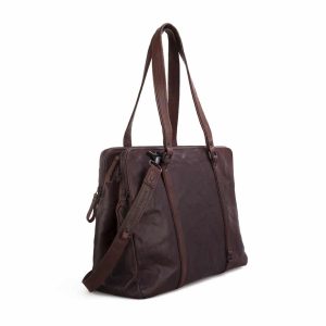 Leren Laptoptas / Schoudertas – Kansas – Donkerbruin