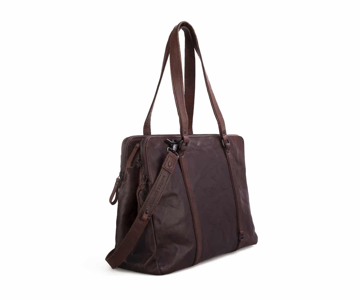 Leren Laptoptas / Schoudertas – Kansas – Donkerbruin