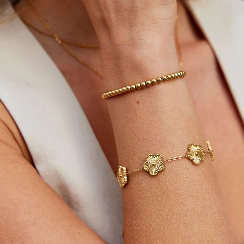 Luxe Dames Armband met Bloemdesign – Aanslagvrij & Verstelbaar - Afbeelding 3