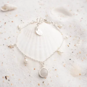 Single Bracelet Pearl Moonstone Silver/White