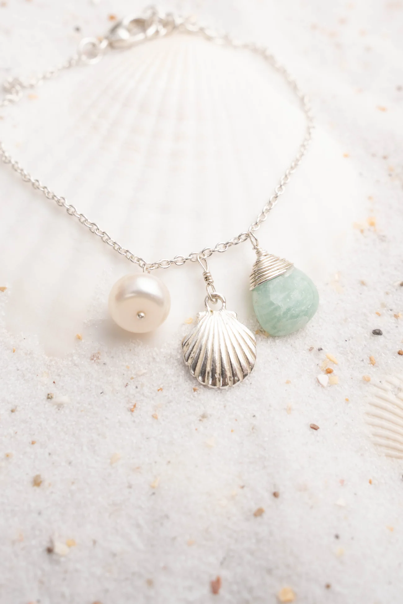 Single Bracelet Shell Amazonite Silver/Aqua - Afbeelding 2